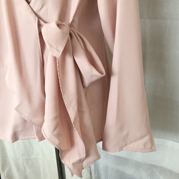 Mark Zunino rose peal pink wrap cross front blouse - Picture 4 of 8